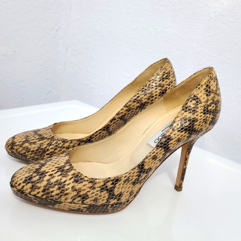 Jimmy Choo London Romy Snakeskin Platform Heels - Picture 1 of 14